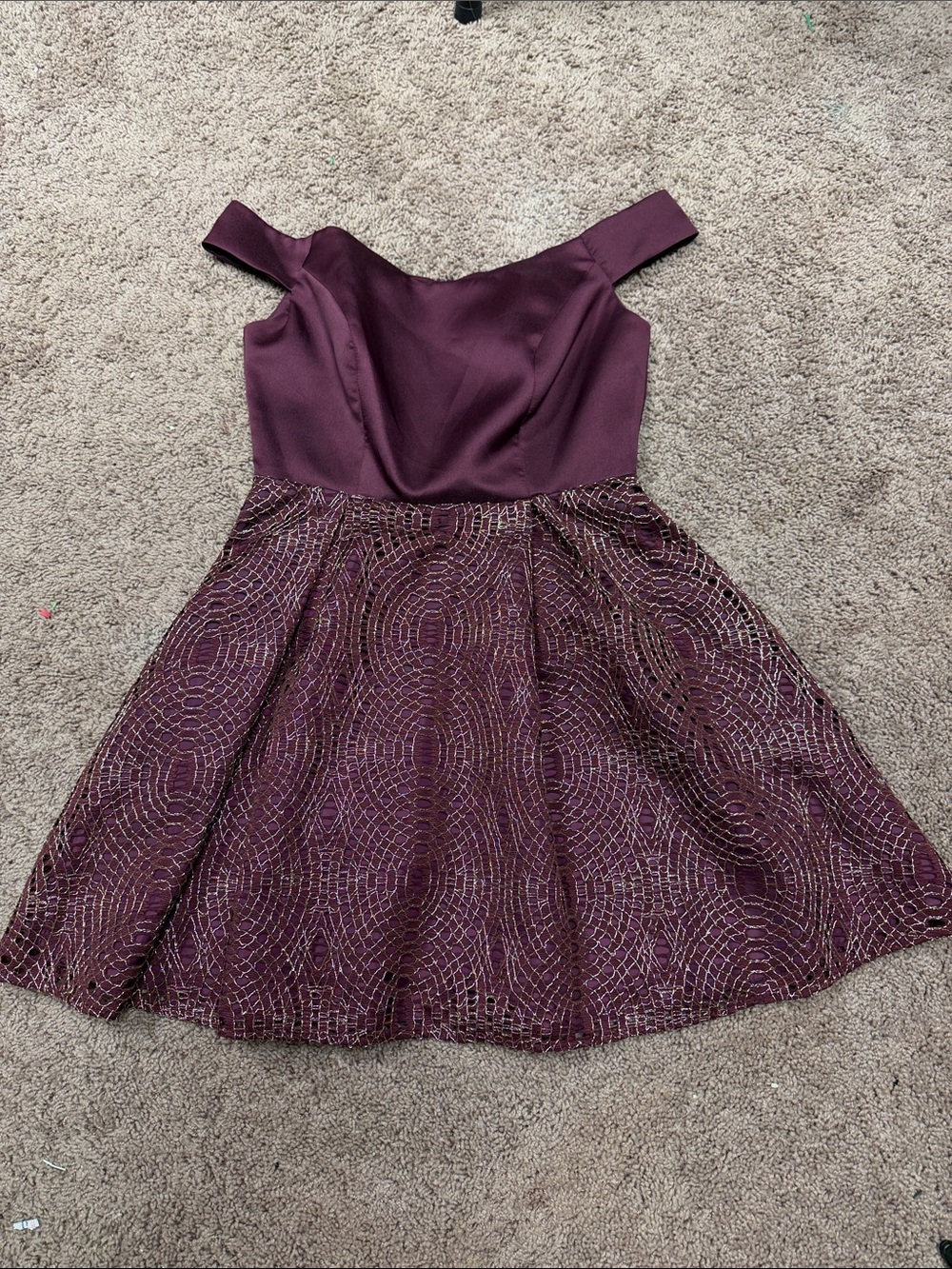 Juniors Plum Off-Shoulder Party Dress
